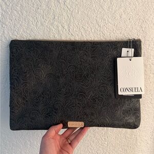 Consuela Black Embossed Large Rowan Zip Pouch